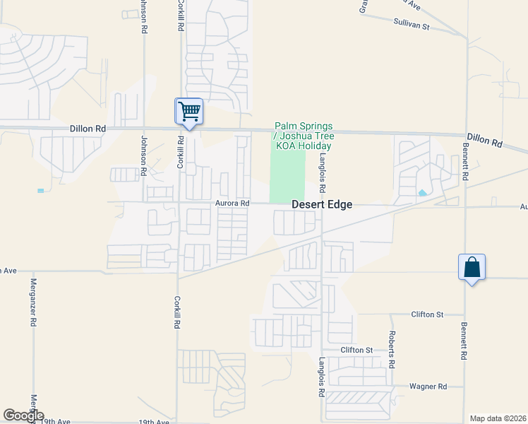 map of restaurants, bars, coffee shops, grocery stores, and more near 70235 Aurora Road in Desert Hot Springs