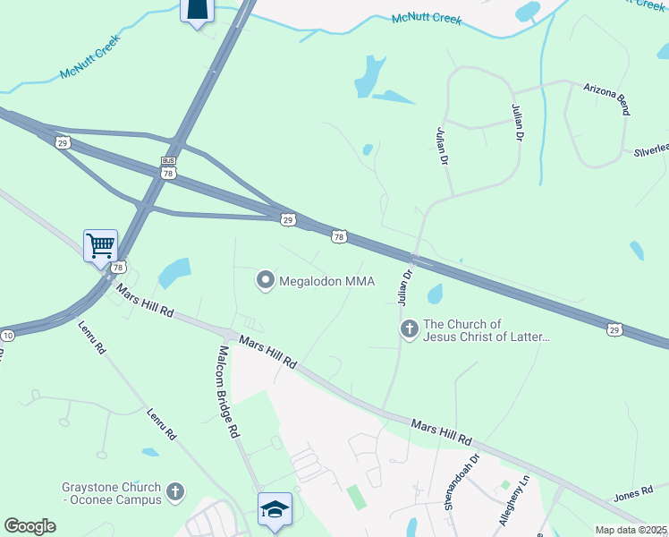 map of restaurants, bars, coffee shops, grocery stores, and more near 1161 Bell Road in Watkinsville