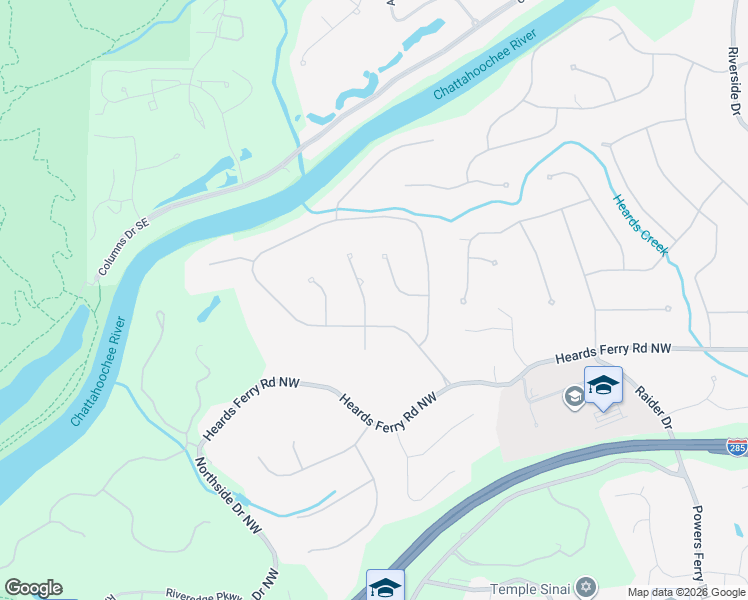 map of restaurants, bars, coffee shops, grocery stores, and more near 625 River Chase Point in Sandy Springs