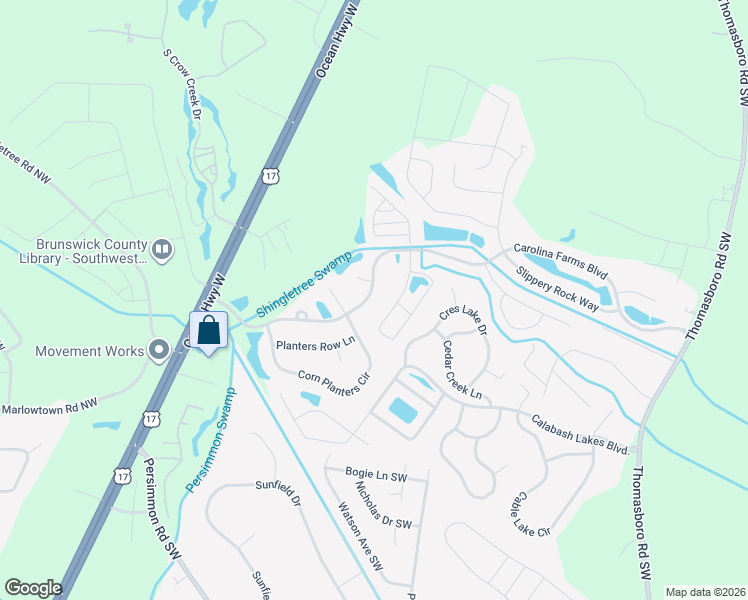 map of restaurants, bars, coffee shops, grocery stores, and more near 177 Carolina Farms Boulevard in Carolina Shores