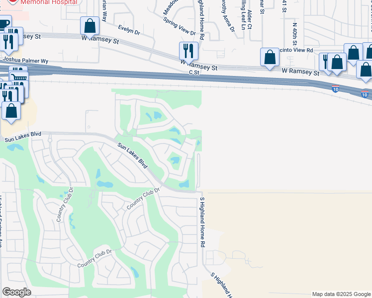 map of restaurants, bars, coffee shops, grocery stores, and more near 4824 Oakhurst Avenue in Banning