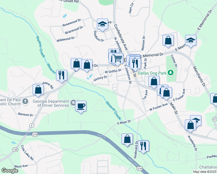 map of restaurants, bars, coffee shops, grocery stores, and more near 217 Victory Drive in Dallas