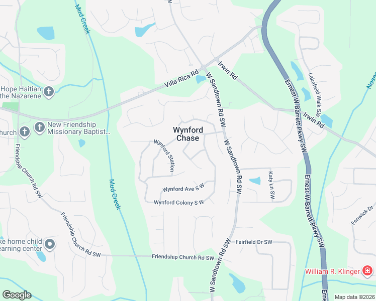 map of restaurants, bars, coffee shops, grocery stores, and more near 2866 Wynford Drive South West in Marietta