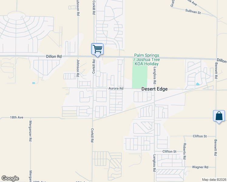 map of restaurants, bars, coffee shops, grocery stores, and more near 2nd Street in Desert Hot Springs