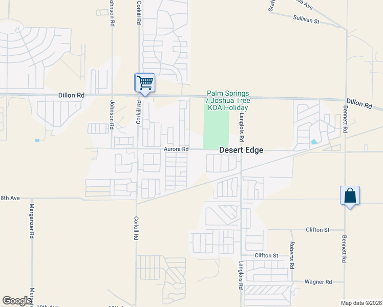 map of restaurants, bars, coffee shops, grocery stores, and more near 70235 Aurora Road in Desert Hot Springs