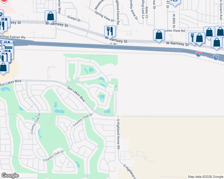 map of restaurants, bars, coffee shops, grocery stores, and more near 4767 Salem Circle in Banning