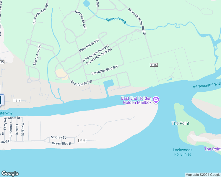 map of restaurants, bars, coffee shops, grocery stores, and more near 694 Augustine Avenue Southwest in Brunswick County