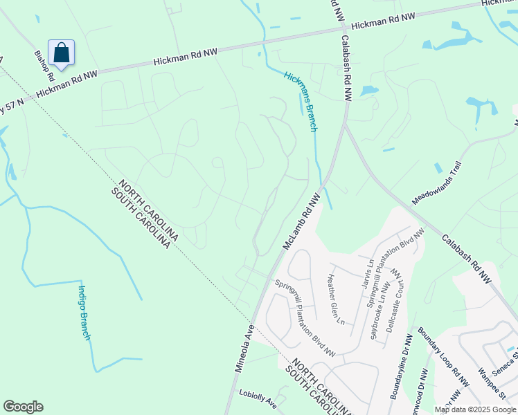 map of restaurants, bars, coffee shops, grocery stores, and more near 605 Wagon Wheel Trail Northwest in Calabash