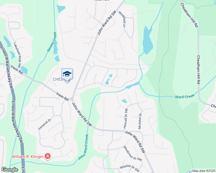 map of restaurants, bars, coffee shops, grocery stores, and more near 2223 Major Loring Way Southwest in Marietta