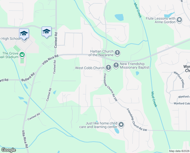 map of restaurants, bars, coffee shops, grocery stores, and more near 3529 Glen Devon Drive Southwest in Powder Springs