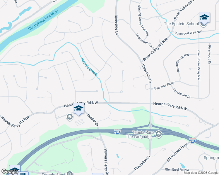 map of restaurants, bars, coffee shops, grocery stores, and more near 6065 Weatherly Drive Northwest in Atlanta