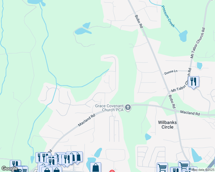 map of restaurants, bars, coffee shops, grocery stores, and more near 39 Donegal Way in Dallas