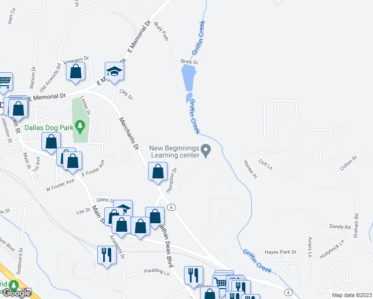 map of restaurants, bars, coffee shops, grocery stores, and more near 217 Hampton Drive in Dallas