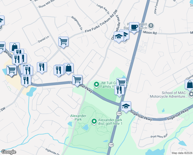 map of restaurants, bars, coffee shops, grocery stores, and more near 676 Old Snellville Highway in Lawrenceville