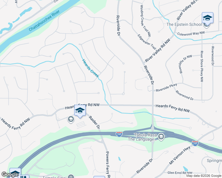 map of restaurants, bars, coffee shops, grocery stores, and more near 6065 Weatherly Drive Northwest in Atlanta
