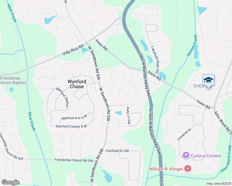 map of restaurants, bars, coffee shops, grocery stores, and more near 1243 Penncross Court South West in Marietta