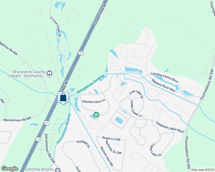 map of restaurants, bars, coffee shops, grocery stores, and more near 177 Carolina Farms Boulevard in Carolina Shores