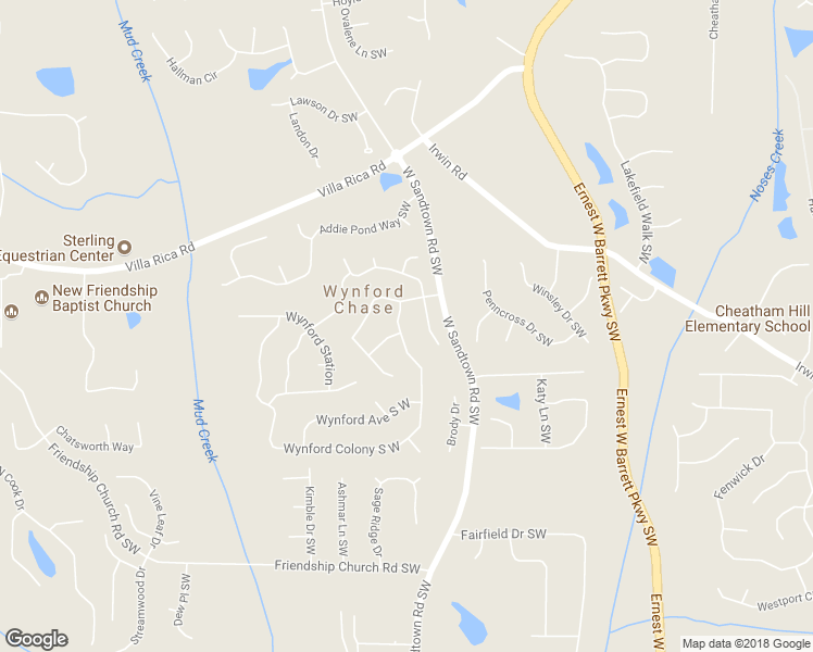 map of restaurants, bars, coffee shops, grocery stores, and more near 1205 Wynford Colony South West in Marietta