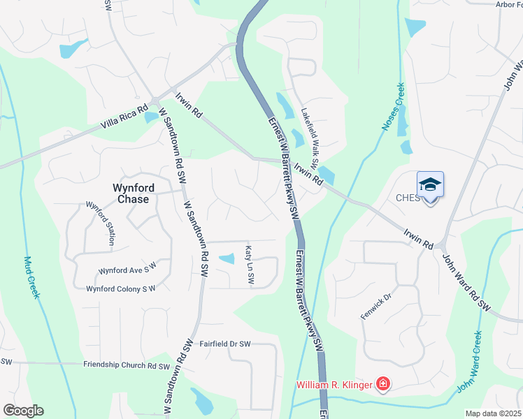 map of restaurants, bars, coffee shops, grocery stores, and more near 2803 Penncross Drive Southwest in Marietta