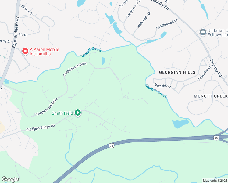 map of restaurants, bars, coffee shops, grocery stores, and more near 1010 Brookview Court in Athens