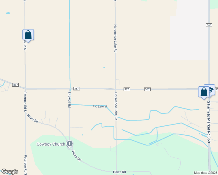 map of restaurants, bars, coffee shops, grocery stores, and more near 2954 Farm to Market 367 in Iowa Park
