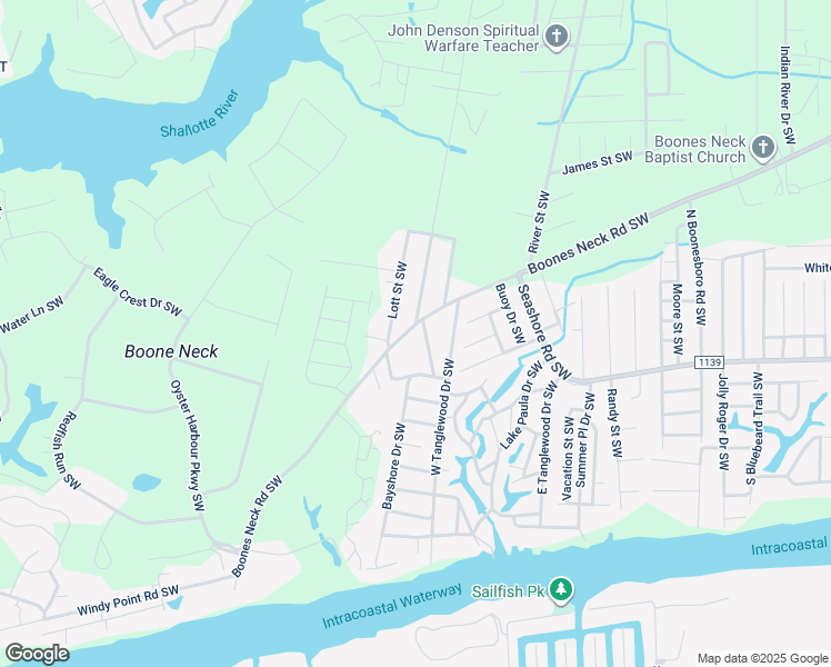 map of restaurants, bars, coffee shops, grocery stores, and more near 3161 Boones Neck Road Southwest in Brunswick County