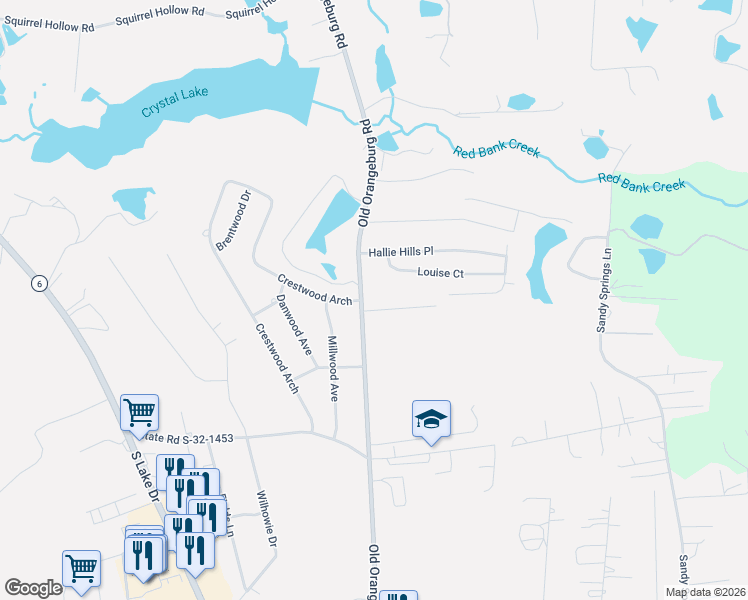 map of restaurants, bars, coffee shops, grocery stores, and more near 112 Boykin Lane in Lexington