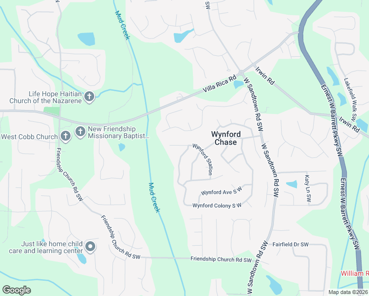 map of restaurants, bars, coffee shops, grocery stores, and more near 1301 Wynford Colony South West in Marietta