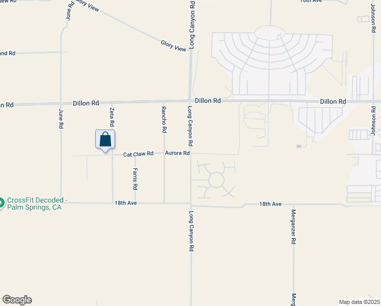 map of restaurants, bars, coffee shops, grocery stores, and more near Aurora Road in Desert Hot Springs
