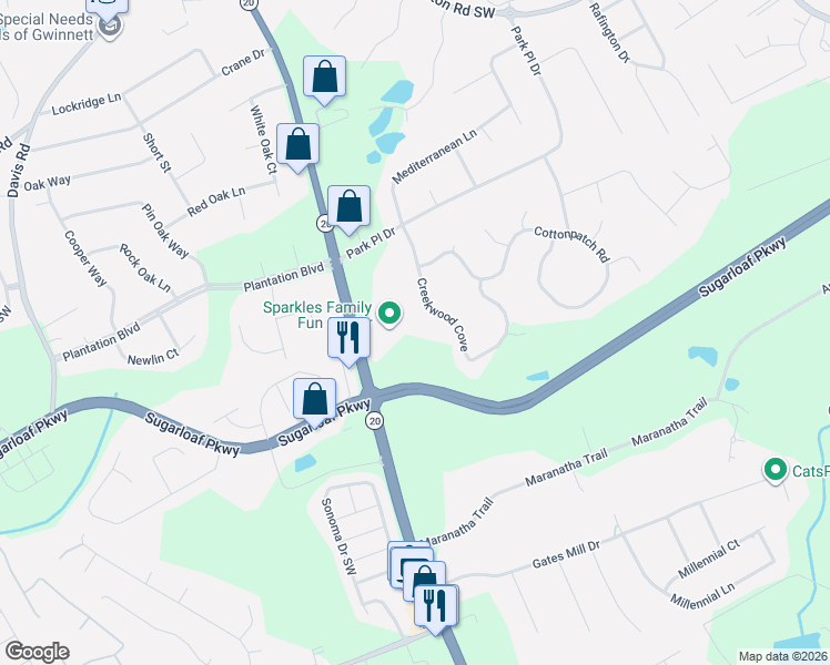 map of restaurants, bars, coffee shops, grocery stores, and more near 1144 Grayson Highway in Lawrenceville