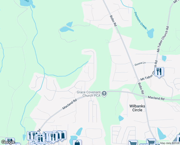 map of restaurants, bars, coffee shops, grocery stores, and more near 82 Donegal Way in Dallas