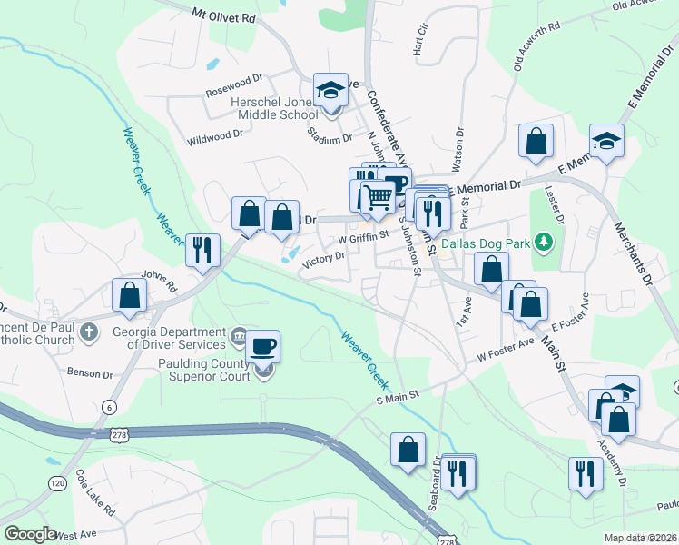map of restaurants, bars, coffee shops, grocery stores, and more near 212 Victory Drive in Dallas