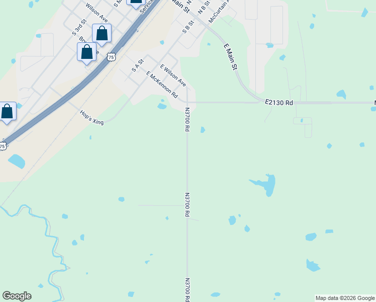 map of restaurants, bars, coffee shops, grocery stores, and more near 199 N3700 Road in Calera