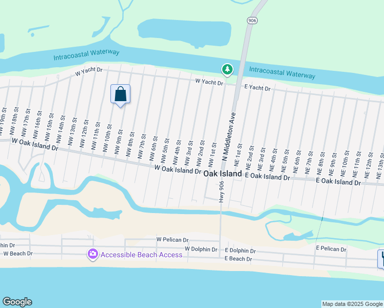 map of restaurants, bars, coffee shops, grocery stores, and more near 110 Northwest 3rd Street in Oak Island