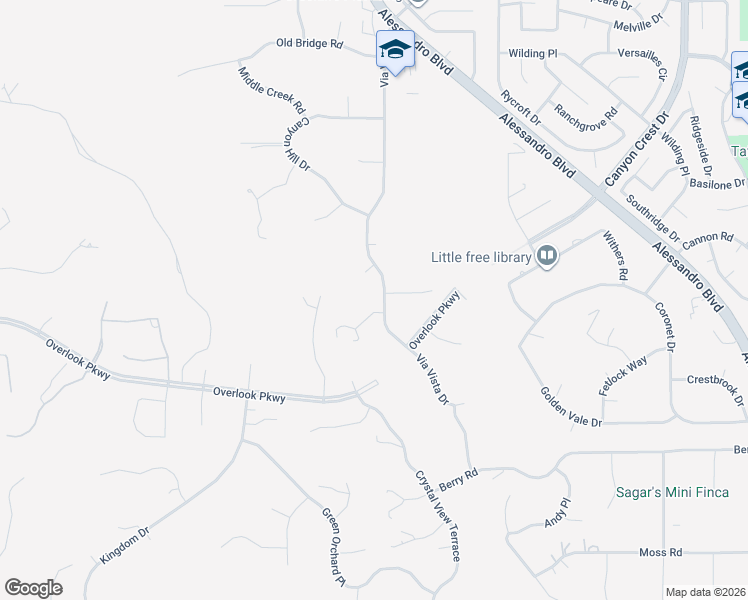 map of restaurants, bars, coffee shops, grocery stores, and more near 1722 Skyhawk Place in Riverside