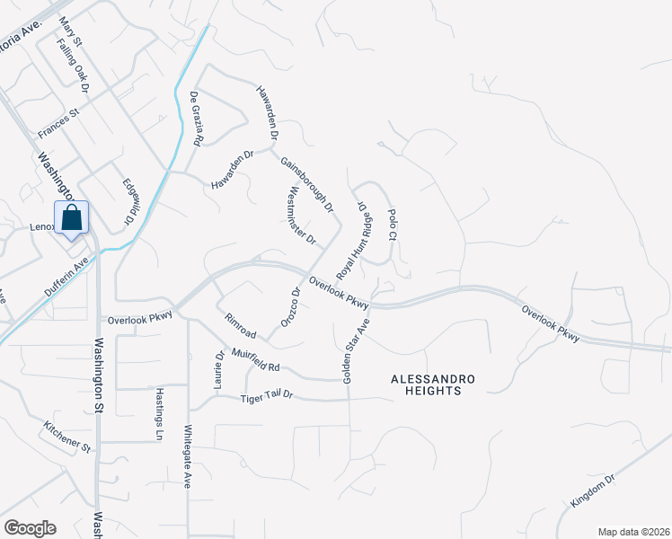 map of restaurants, bars, coffee shops, grocery stores, and more near 6905 Royal Hunt Ridge Drive in Riverside