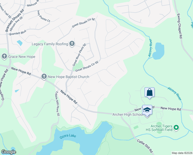 map of restaurants, bars, coffee shops, grocery stores, and more near 1975 Tribble Walk Drive in Lawrenceville