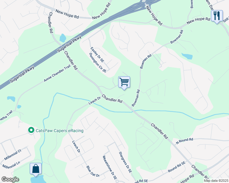 map of restaurants, bars, coffee shops, grocery stores, and more near 255 Helens Manor Drive in Lawrenceville