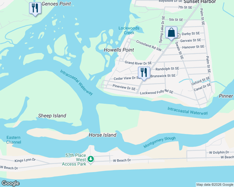 map of restaurants, bars, coffee shops, grocery stores, and more near 420 Lockwood Folly Rd SE in Bolivia