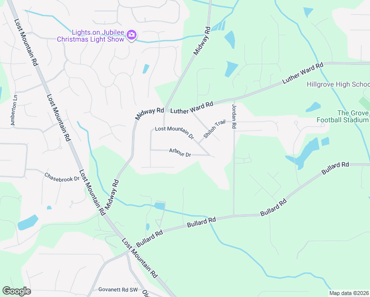 map of restaurants, bars, coffee shops, grocery stores, and more near 4481 Lost Mountain Drive in Powder Springs