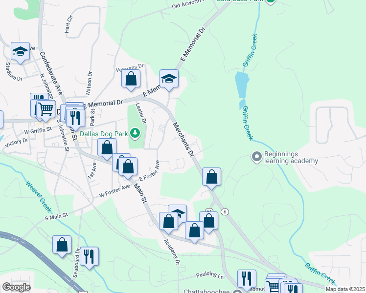 map of restaurants, bars, coffee shops, grocery stores, and more near 113 Foster Lake Road in Dallas
