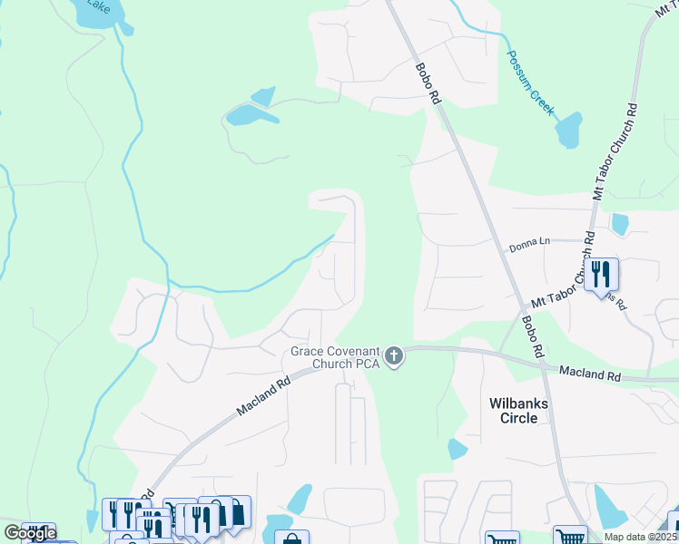 map of restaurants, bars, coffee shops, grocery stores, and more near 132 Donegal Way in Dallas