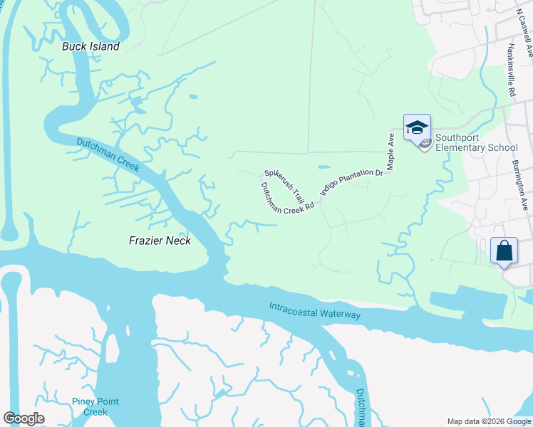 map of restaurants, bars, coffee shops, grocery stores, and more near 6013 Dutchman Creek Rd in Southport