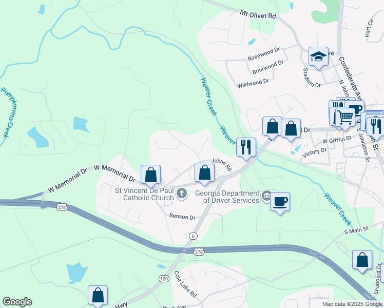 map of restaurants, bars, coffee shops, grocery stores, and more near 4095 Woodland Drive in Dallas