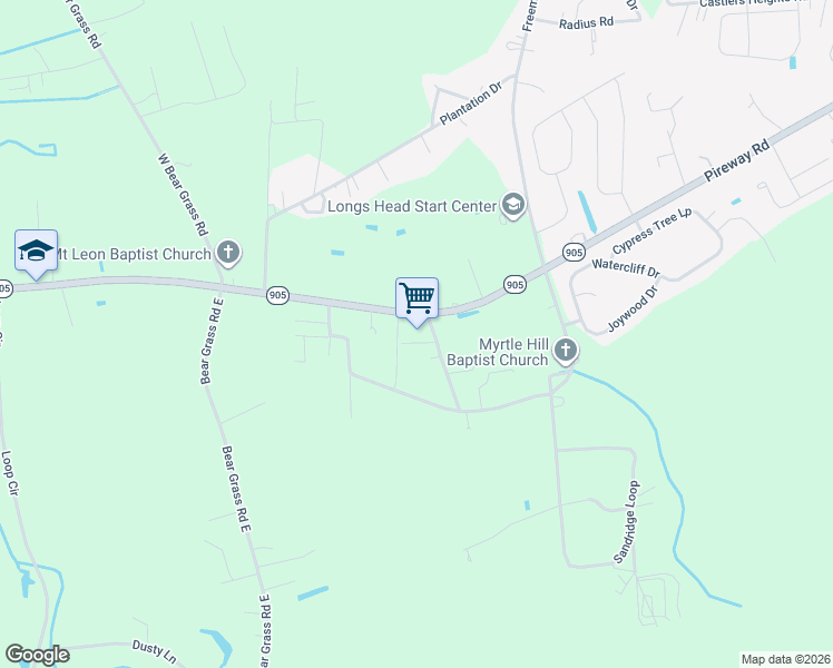 map of restaurants, bars, coffee shops, grocery stores, and more near 130 Roper Lane in Longs
