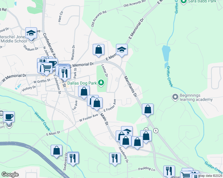 map of restaurants, bars, coffee shops, grocery stores, and more near 102 Cobblestone Drive in Dallas