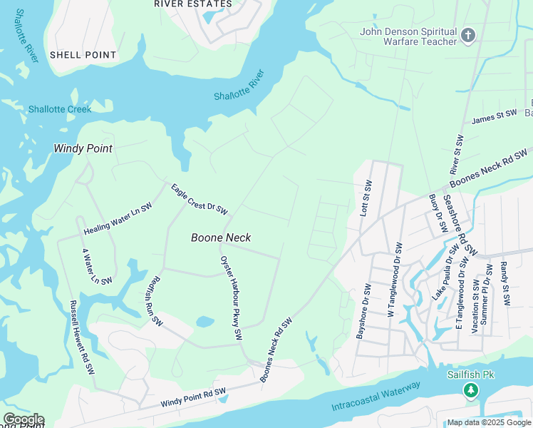 map of restaurants, bars, coffee shops, grocery stores, and more near 3375 Stone Crab Court Southwest in Brunswick County