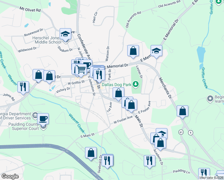 map of restaurants, bars, coffee shops, grocery stores, and more near 208 Park Street in Dallas