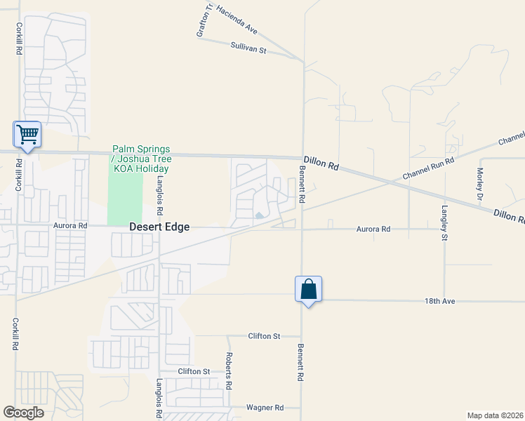 map of restaurants, bars, coffee shops, grocery stores, and more near 70875 Dillon Road in Desert Hot Springs