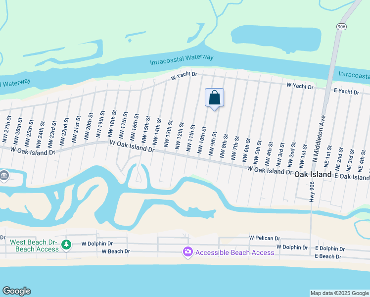 map of restaurants, bars, coffee shops, grocery stores, and more near 101 Northwest 11th Street in Oak Island
